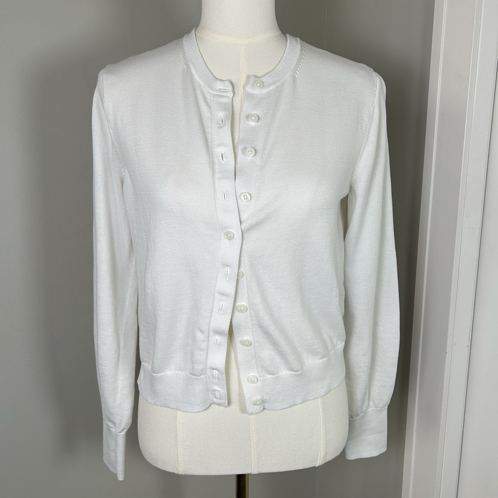 Madewell Button-Front Cardigan in 100% Cotton - White New - Picture 2 of 11